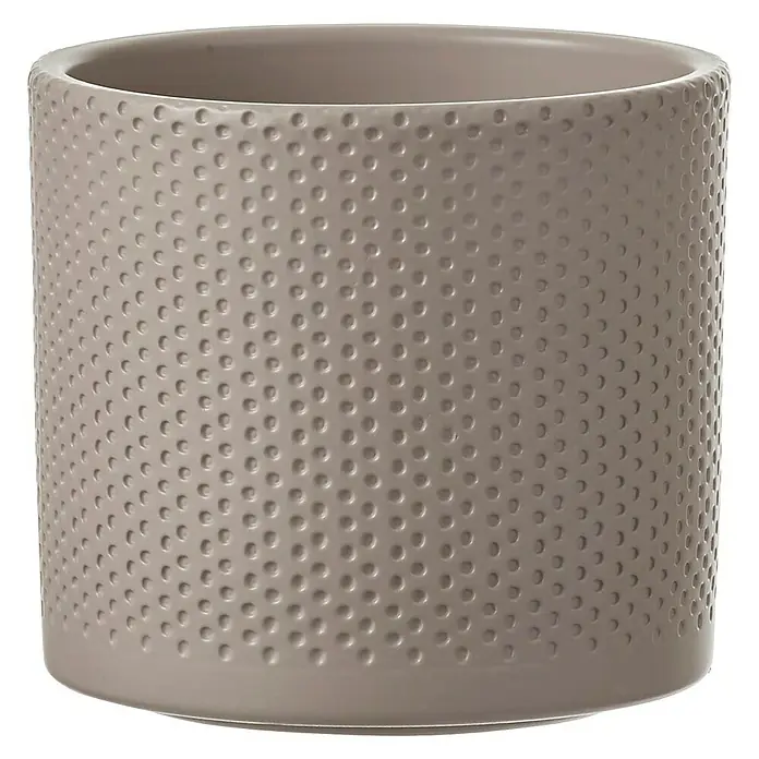 Übertopf rund Era - Außenmaß (Ø x H): 15 x 13 cm, Taupe, Keramik - Vorderansicht