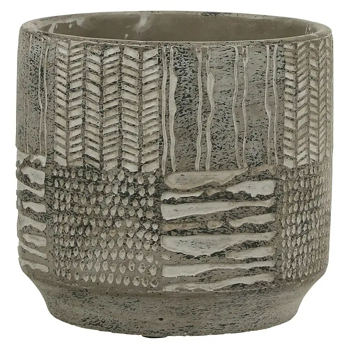 Übertopf rund Lynn - Außenmaß (Ø x H): 15 x 14 cm, Hellgrau, Beton - Vorderansicht