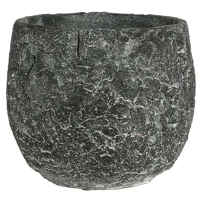 Übertopf rund Thomas - Außenmaß (Ø x H): 15 x 12,5 cm, Anthrazit - Vorderansicht