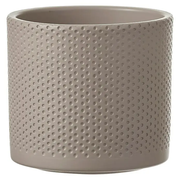 Übertopf rund Era - Außenmaß (Ø x H): 13,5 x 12,5 cm, Taupe, Keramik - Vorderansicht