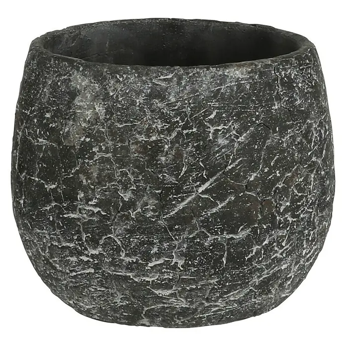 Übertopf rund Thomas - Außenmaß (Ø x H): 13,5 x 11,5 cm, Anthrazit - Vorderansicht