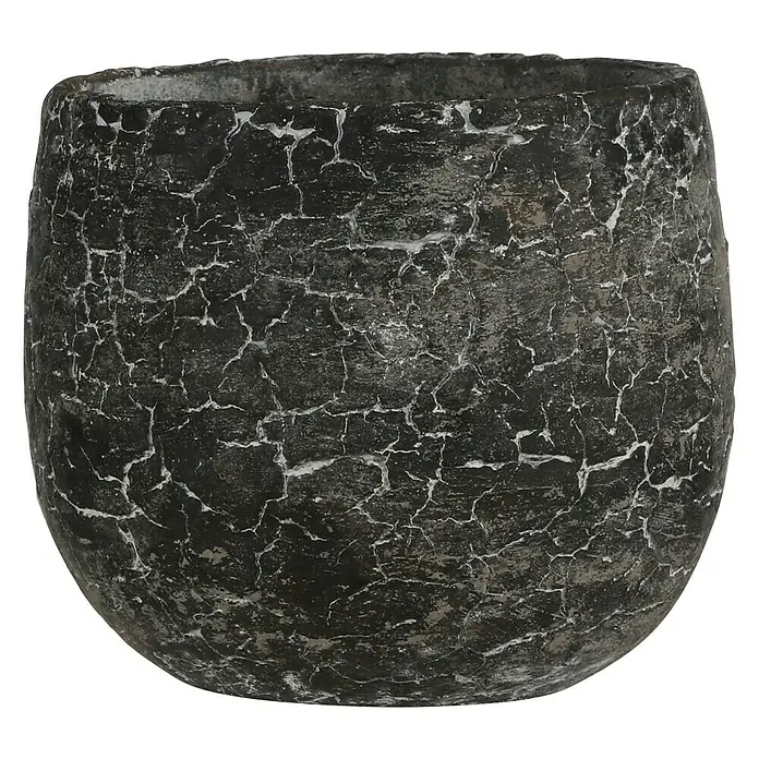 Übertopf rund Thomas - Außenmaß (Ø x H): 16 x 14 cm, Anthrazit - Vorderansicht