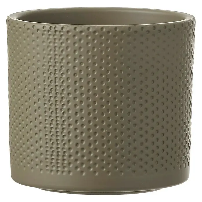 Übertopf rund Era - Außenmaß (Ø x H): 13,5 x 12,5 cm, Grün, Keramik - Vorderansicht