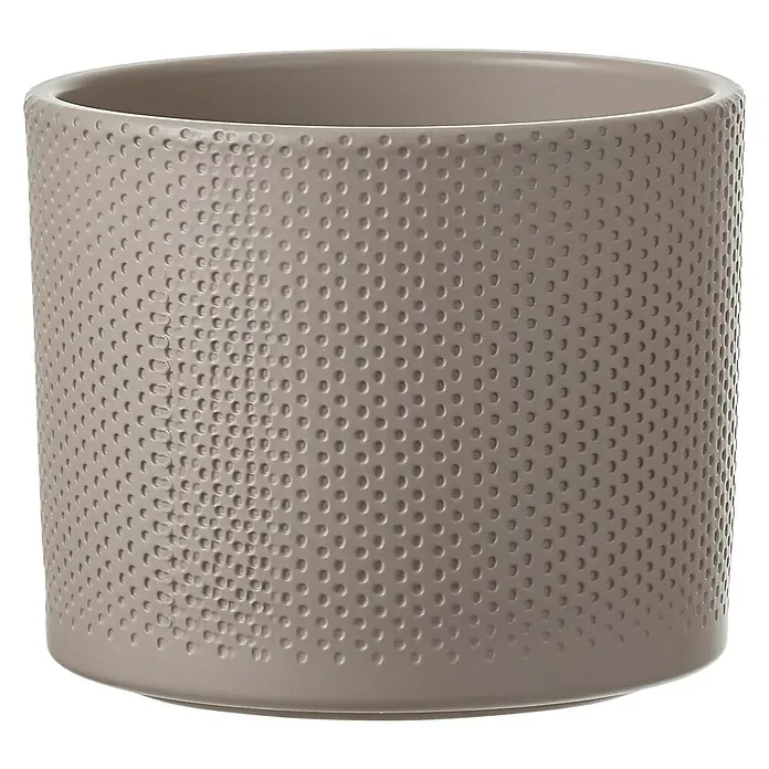 Übertopf rund Era - Außenmaß (Ø x H): 17,5 x 14,5 cm, Taupe, Keramik - Vorderansicht