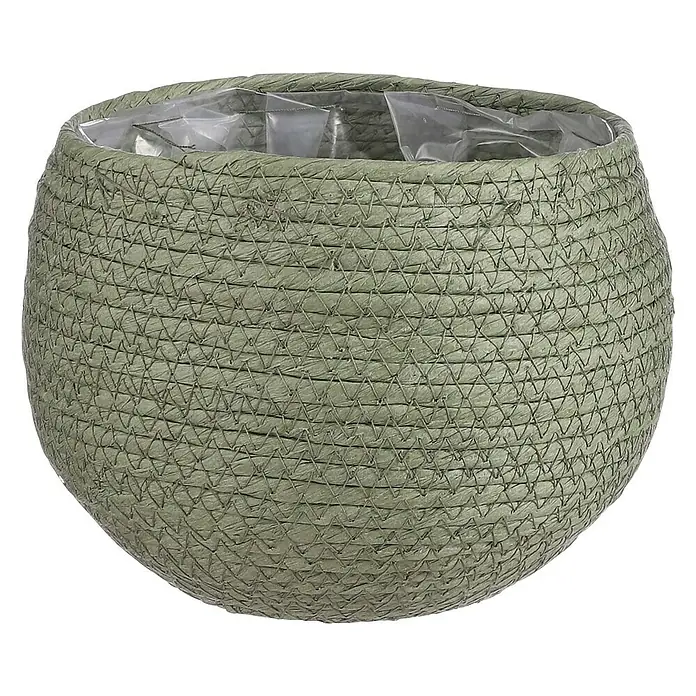 Okrugla tegla za biljke Jorck - Vanjska dimenzija (ø x V): 18 x 15 cm, Zelene boje - Pogled sprijeda
