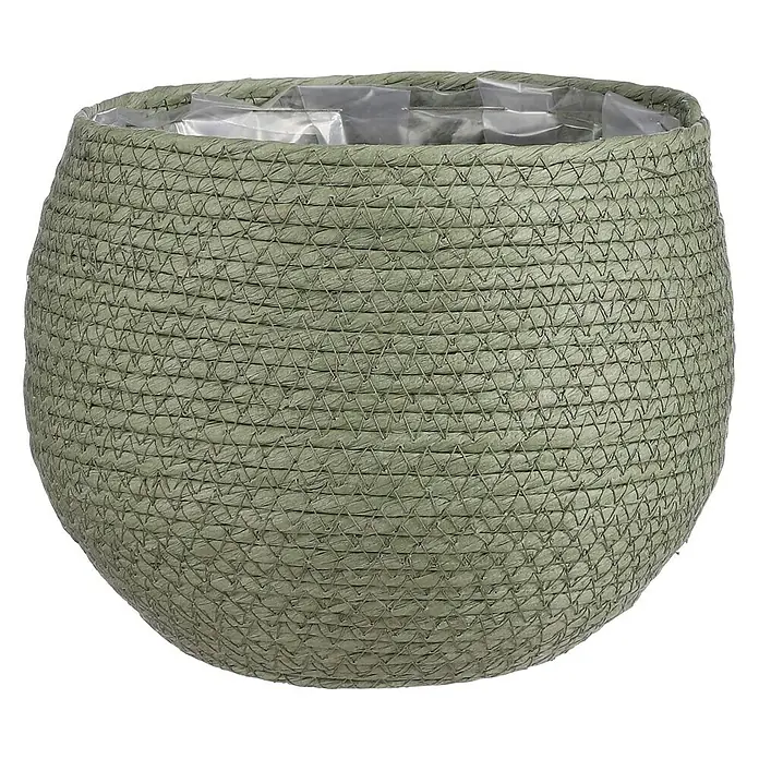 Okrugla tegla za biljke Jorck - Vanjska dimenzija (ø x V): 22 x 19 cm, Zelene boje - Pogled sprijeda