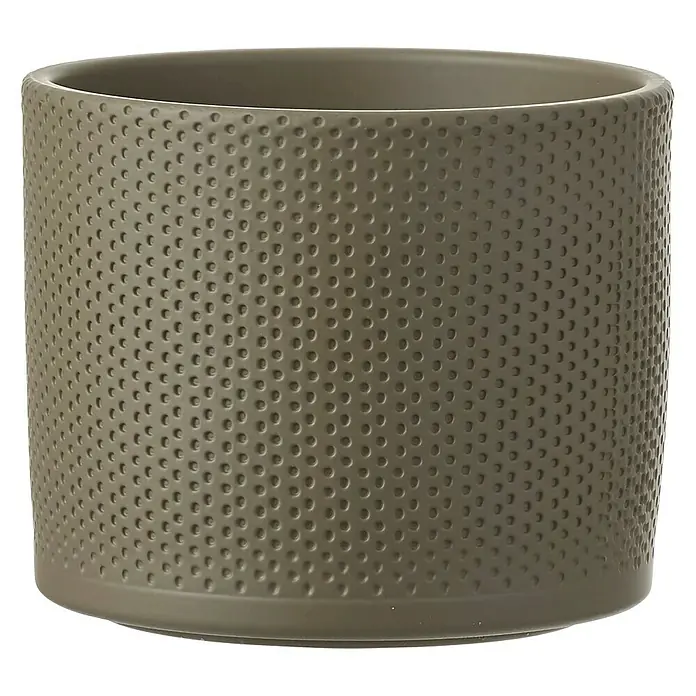 Übertopf rund Era - Außenmaß (Ø x H): 17,5 x 14,5 cm, Grün, Keramik - Vorderansicht