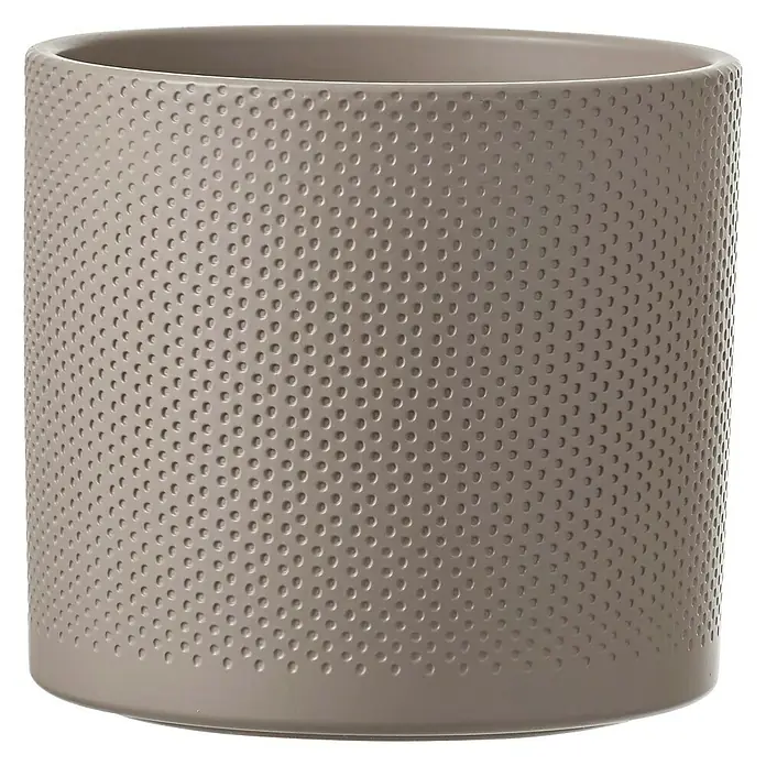 Übertopf rund Era - Außenmaß (Ø x H): 19,5 x 17,5 cm, Taupe, Keramik - Vorderansicht