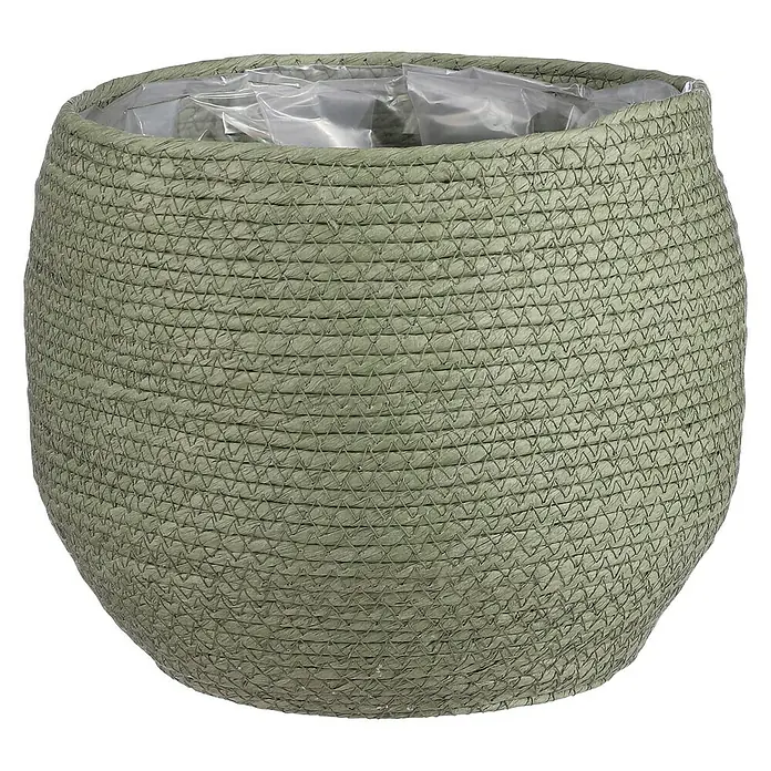 Okrugla tegla za biljke Jorck - Vanjska dimenzija (ø x V): 26 x 24 cm, Zelene boje - Pogled sprijeda
