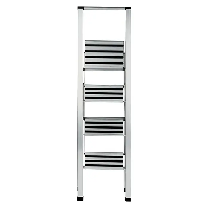 Wenko Preklopne ljestve Design - 4 stepenice, Aluminij, Srebrne boje - Pogled sprijeda
