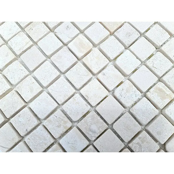 Mozaik pločica - 30,5 x 30,5 cm, Kremasto bijele boje, Mat - Detaljan prikaz