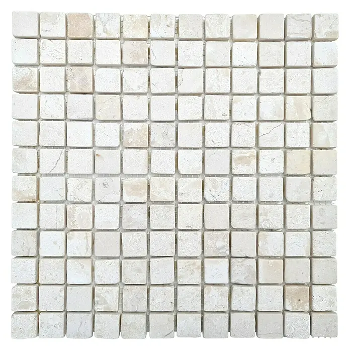 Mozaik pločica - 30,5 x 30,5 cm, Kremasto bijele boje, Mat - Pogled s gornje strane