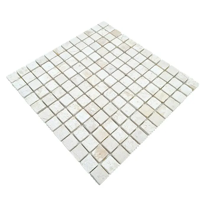 Mozaik pločica - 30,5 x 30,5 cm, Kremasto bijele boje, Mat - Pogled odozgo