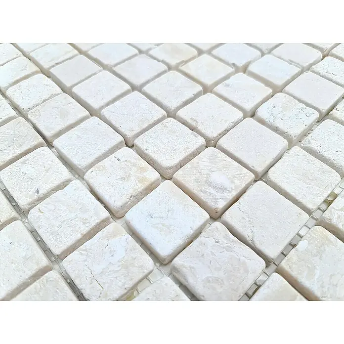 Mozaik pločica - 30,5 x 30,5 cm, Kremasto bijele boje, Mat - Detaljan prikaz