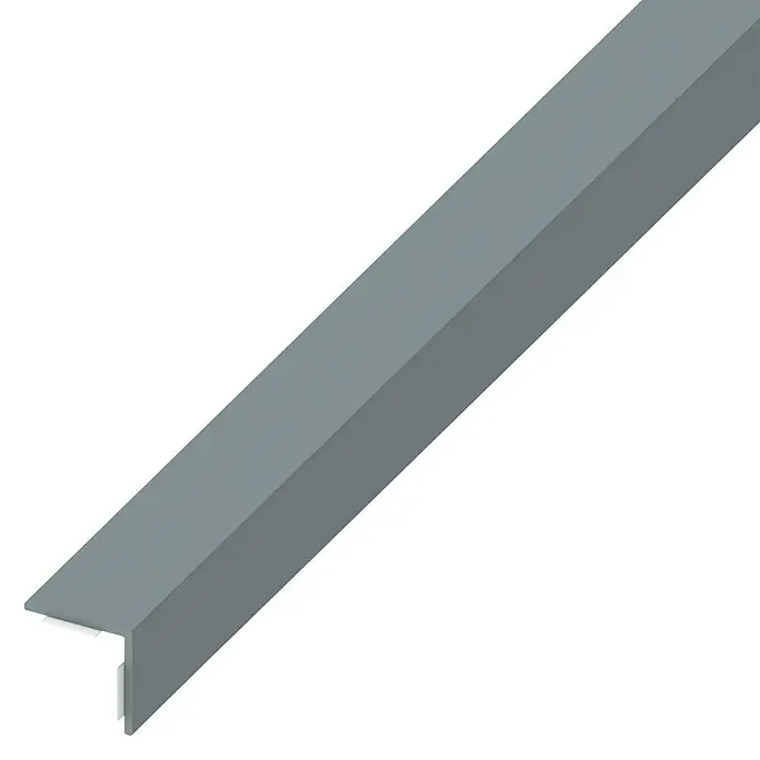 Winkelprofil - L x B x H: 1.000 x 25 x 25 mm, Stärke: 1 mm, PVC, Grau - Diagonale Ansicht