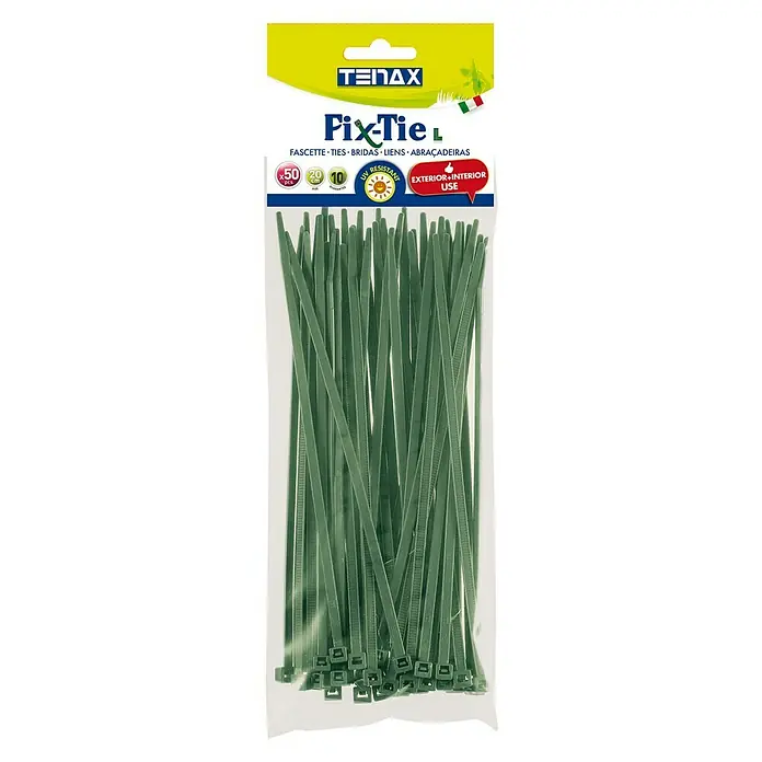 Set de bridas para cables - Largo: 20 cm, 50 ud., Verde