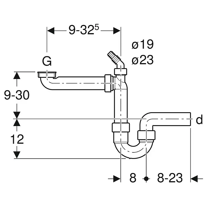 Geberit Spültisch-Siphon Raumspar - 1½″, DN 50, Kunststoff