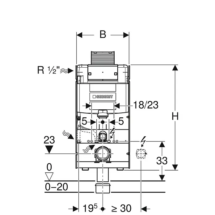 Geberit Gis WC-Vorwandelement - 2-Mengen-Spülung, L x B x H: 20,5 x 42,4 x 100 cm
