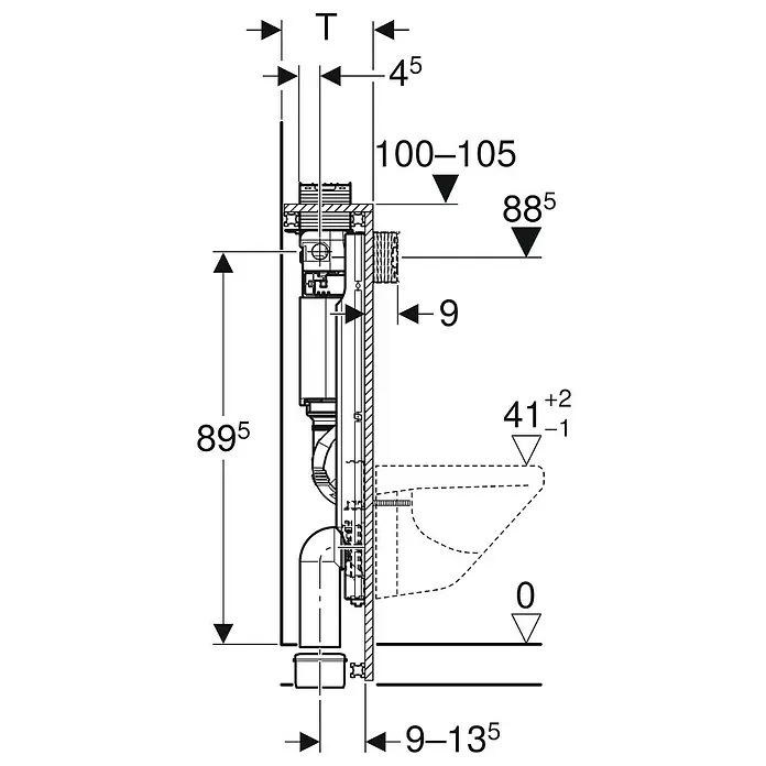 Geberit Gis WC-Vorwandelement - 2-Mengen-Spülung, L x B x H: 20,5 x 42,4 x 100 cm