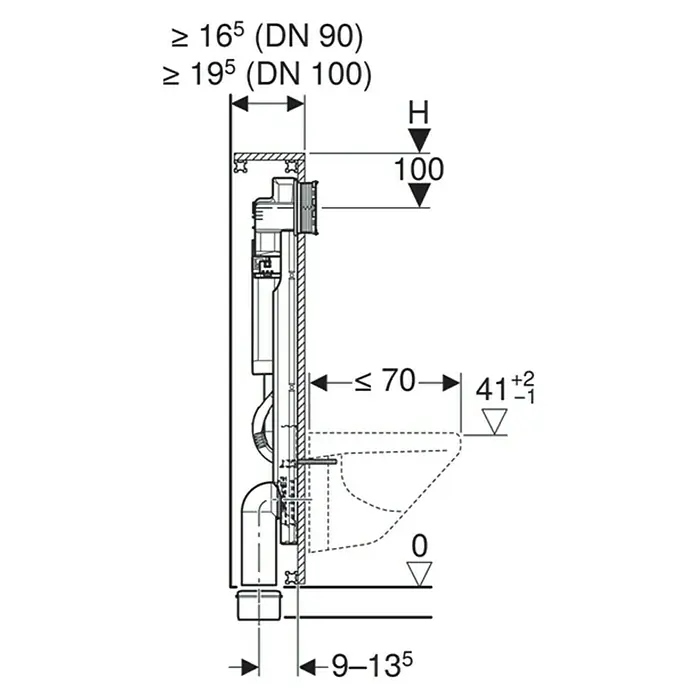 Geberit Gis WC-Vorwandelement Sigma - 2-Mengen-Spülung, 16,5 x 42,4 x 114 cm