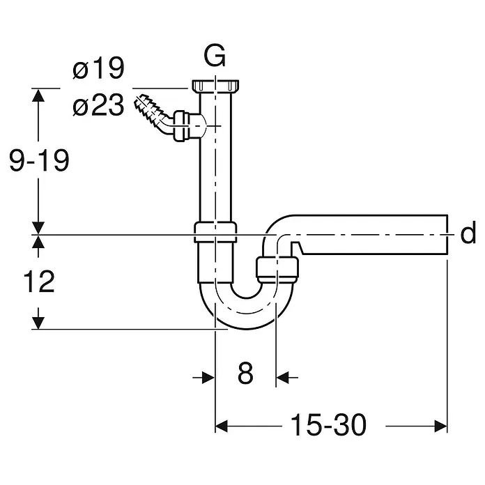 Geberit Spültisch-Siphon - 1½″, DN 50, Kunststoff