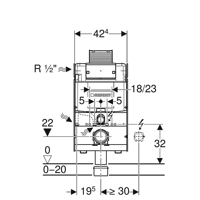 Geberit Gis WC-Vorwandelement - 2-Mengen-Spülung, L x B x H: 20,5 x 42,4 x 87 cm