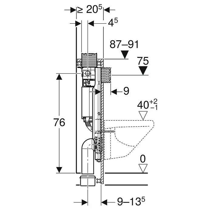 Geberit Gis WC-Vorwandelement - 2-Mengen-Spülung, L x B x H: 20,5 x 42,4 x 87 cm