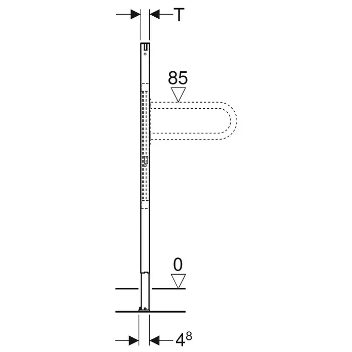 Geberit Duofix Befestigungselement - 4 x 36,5 x 112 cm, Geeignet für: Stütz- & Haltegriffe - Skizze