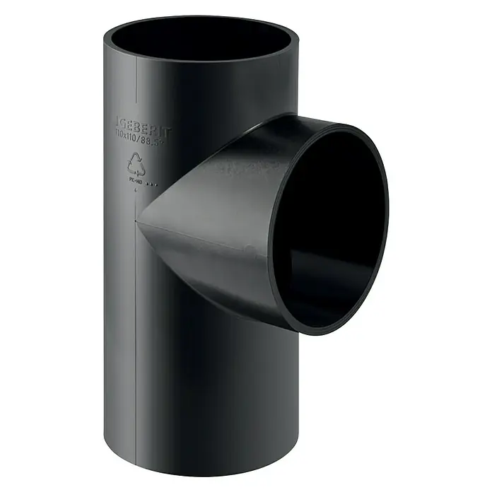 Geberit PE-Abzweig - DN 100/70, 88,5 ° - Diagonale Ansicht