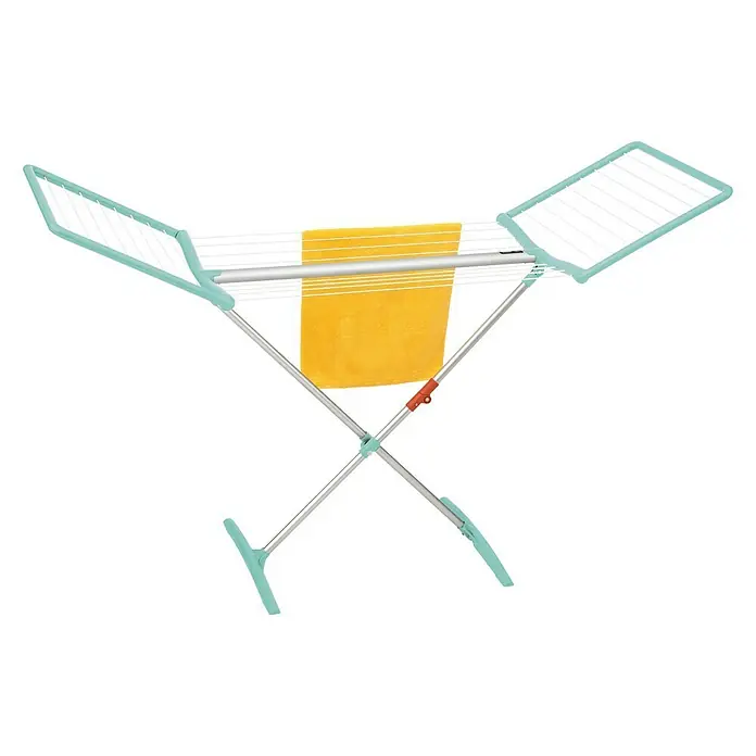 Juwel Flügel-Wäscheständer Fashiondry - Länge Wäscheleine: 18 m, Weiß/Mint - Diagonale Ansicht