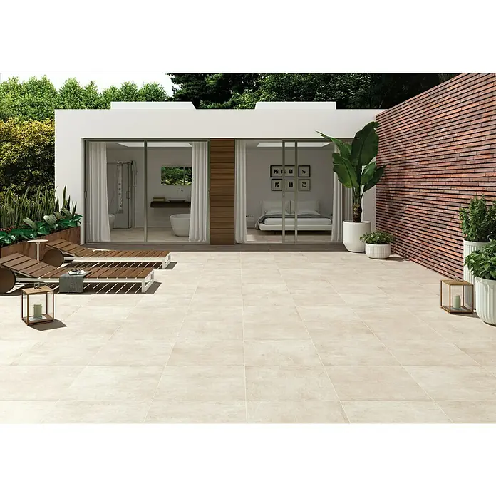 BHS Málaga Pavimento porcelánico Dylan - 75 x 75 cm, Tiza - Foto ambiente
