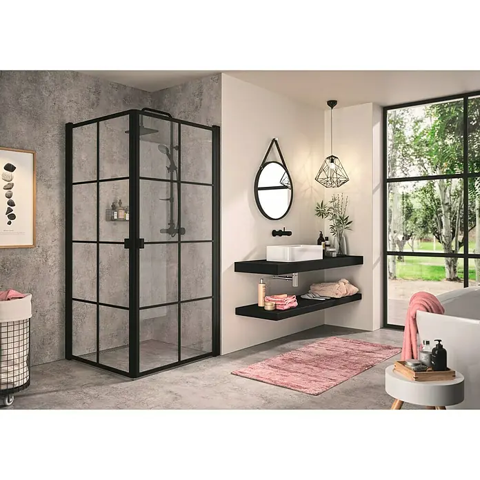 Camargue Stockholm Tuš stijena - Š x V: 80 x 195 cm, Premazano, Debljina: 6 mm, Crne boje - Živopisni prikaz
