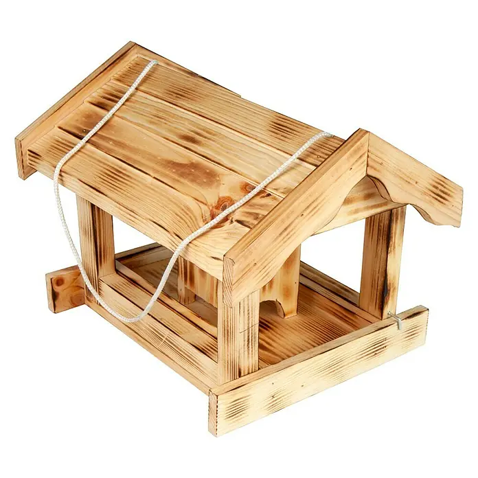 Windhager Vogelfutterhaus Gilfert - 40,5 x 32,8 x 25,8 cm, Natur, Massivholz - Diagonale Ansicht