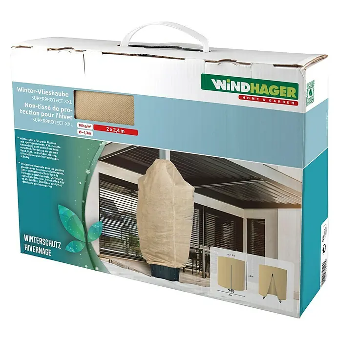 Windhager Winterschutzvlies Superprotect - L x B: 2,4 x 2 m, Beige, 100 g/m² - Diagonale Ansicht