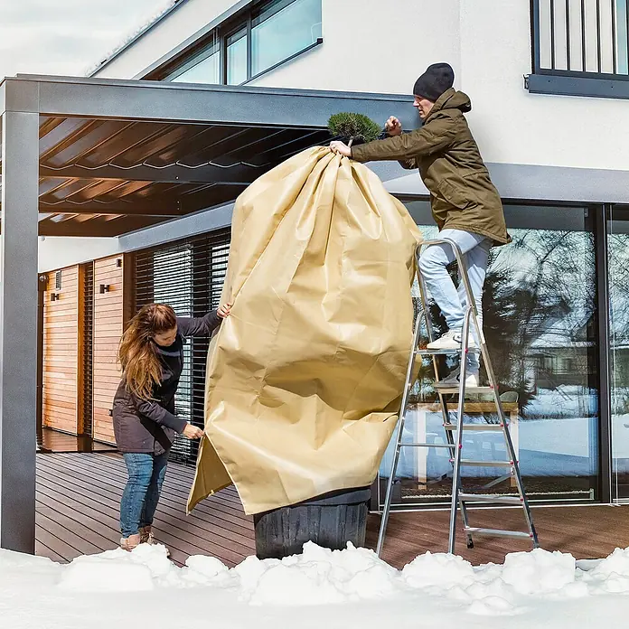 Windhager Winterschutzvlies Superprotect - L x B: 2,4 x 1,9 m, Beige, 140 g/m² - Anwendungsbeispiel