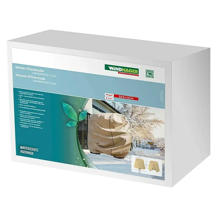 Windhager Winterschutzvlies Superprotect - L x B: 3,9 x 3,5 m, Beige, 100 g/m² - Diagonale Ansicht