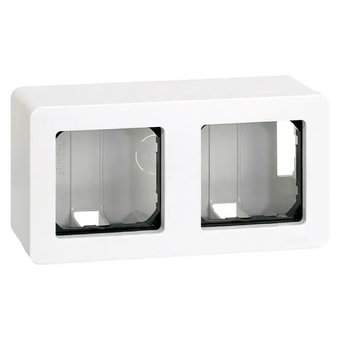 Simon 27 Caja de superficie con marco - 50 x 130 x 68 mm, Montaje en la pared, x 2 - Vista angular