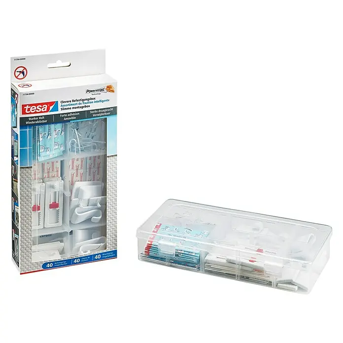 Tesa Befestigungs-Set Smart Mounting Box - Geeignet für: Glas - Diagonale Ansicht