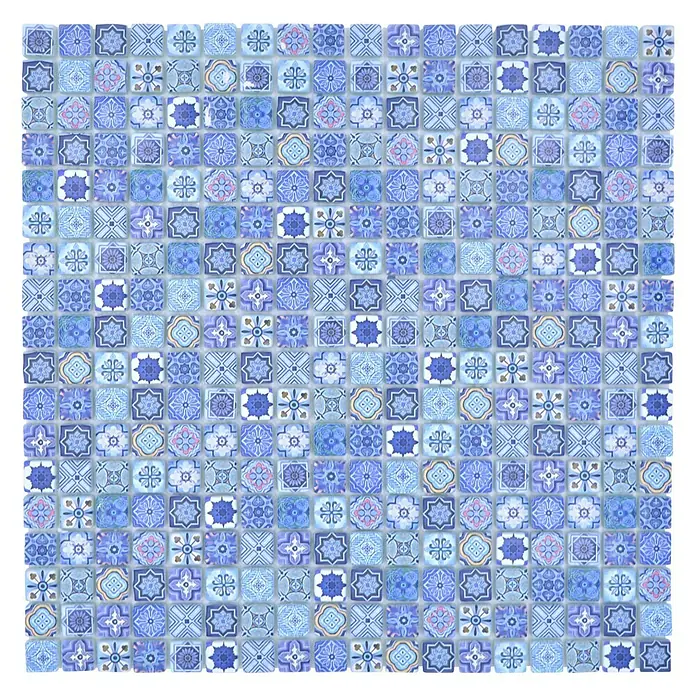 Mosaikfliese Quadrat Crystal XCM RB33 - 30 x 30 cm, Blau, Matt - Draufsicht