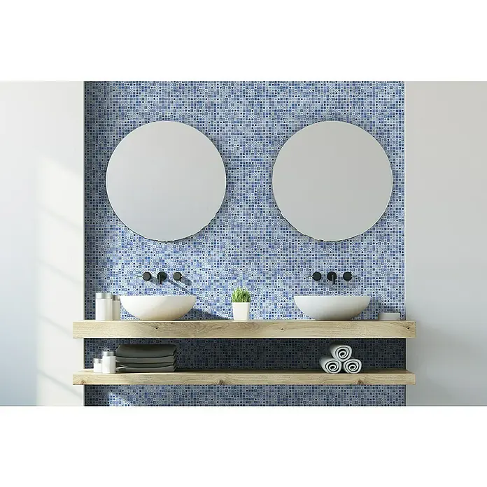 Mosaikfliese Quadrat Crystal XCM RB33 - 30 x 30 cm, Blau, Matt - Stimmungsaufnahme