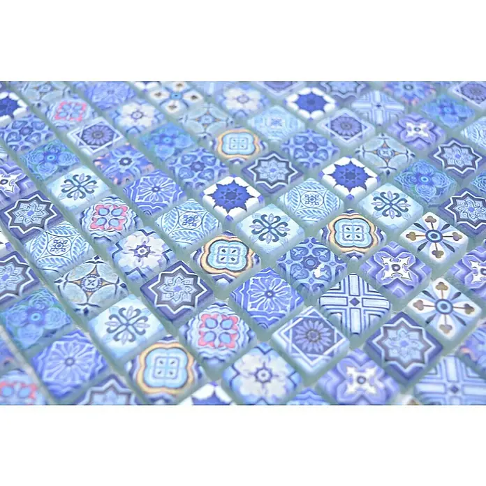 Mosaikfliese Quadrat Crystal XCM RB33 - 30 x 30 cm, Blau, Matt - Detailaufnahme
