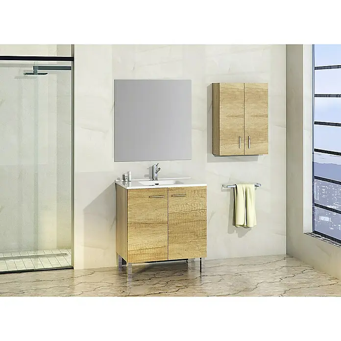 Mueble de lavabo Miami - L x An x Al: 46 x 80 x 83 cm, Nature, Mate - Foto ambiente