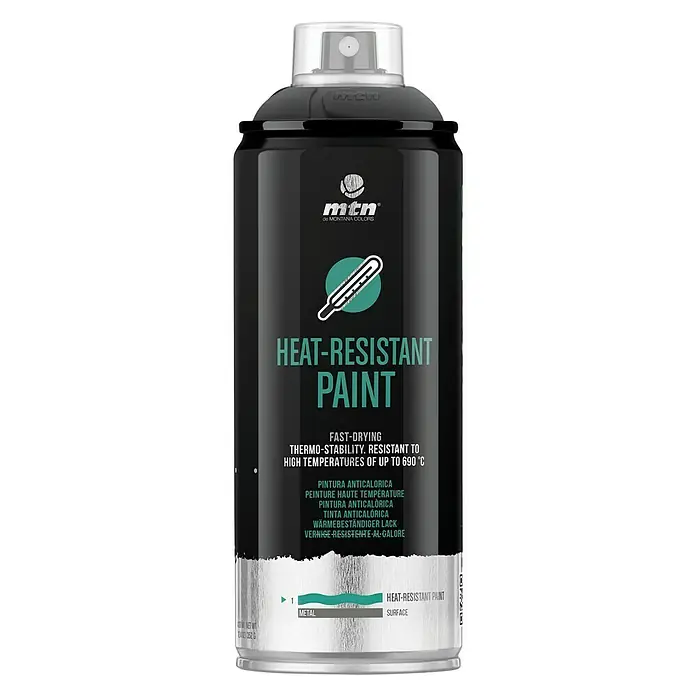 mtn Pintura en spray Alta Temperatura - Mate, 400 ml, Negro - Vista frontal
