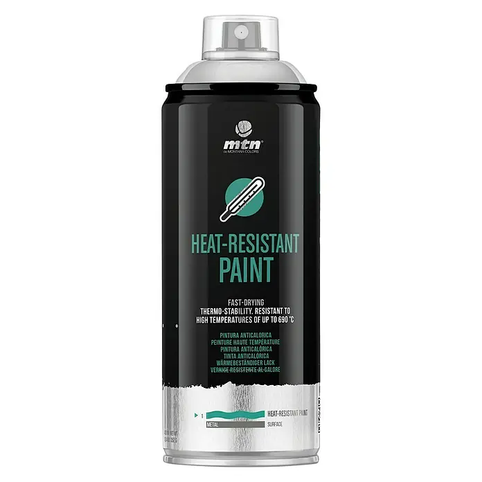 mtn Pintura en spray Alta Temperatura - Mate, 400 ml, Plateado - Vista frontal