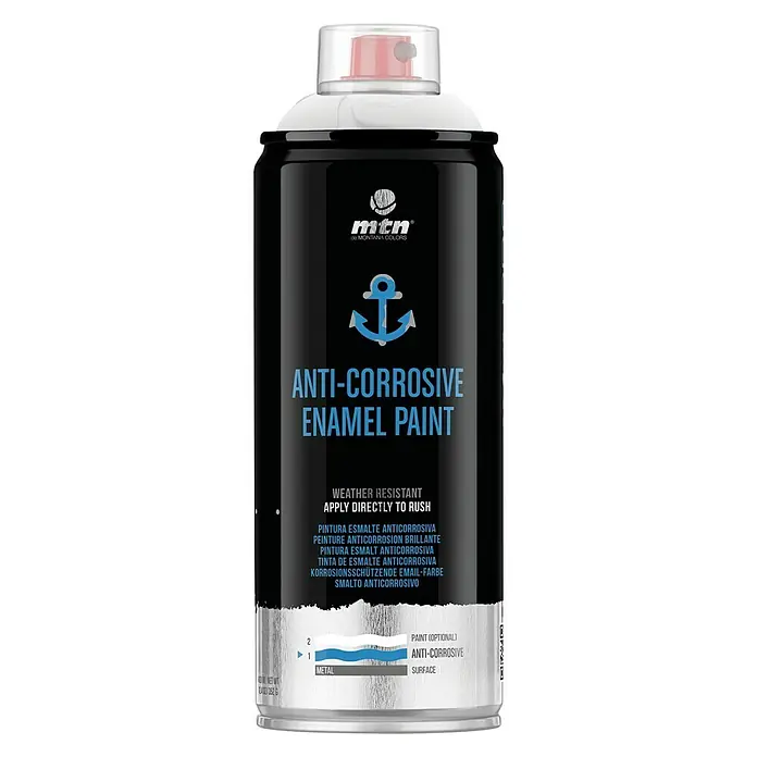 mtn Pintura en spray anticorrosiva - Brillante, 400 ml, Blanco - Vista frontal