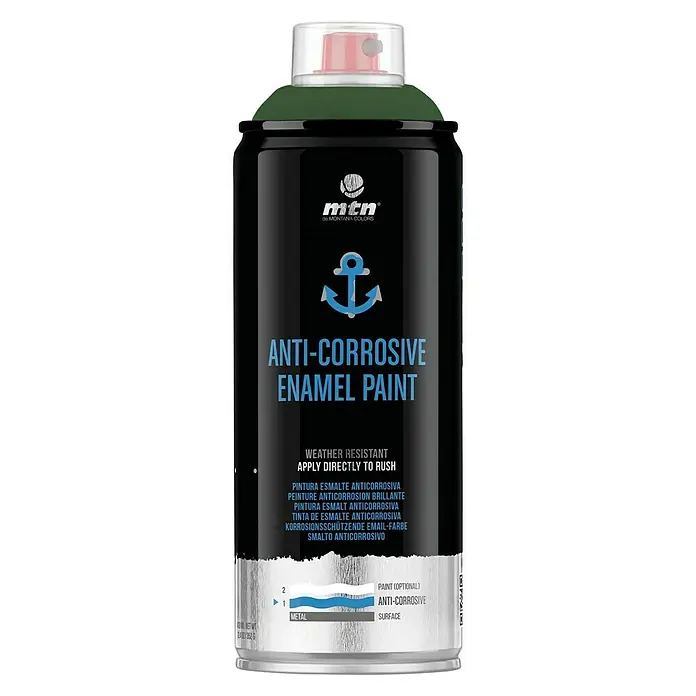 mtn Pintura en spray anticorrosivo - Brillante, 400 ml, Verde - Vista frontal
