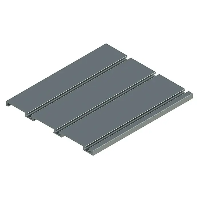 Herrajes para puerta corredera de armario Guía triple - Largo: 2 m, Plateado - Vista angular