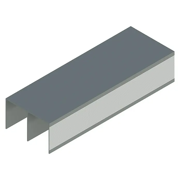 Herrajes para puerta corredera de armario Guía triple - Largo: 2 m, Plateado - Vista angular