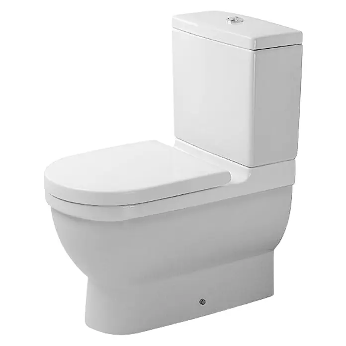 Duravit Starck 3 Stand-WC-Kombination Typ 1 - Mit Spülrand, Ohne Spezialglasur, Spülform: Tief, WC Abgang: Waagerecht, Weiß - Diagonale Ansicht