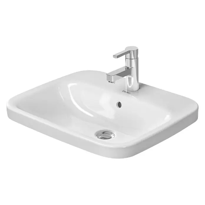 Duravit DuraStyle Einbauwaschbecken - 56 x 45,5 cm, Ohne Spezialglasur, Hahnloch: Mitte, Mit Überlauf, Weiß - Diagonale Ansicht
